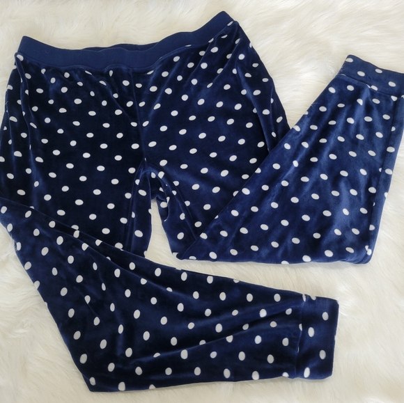 Jenni Intimates Polka Dot Velour Lounge Wear Set Hoodie & Pant Set L EUC Navy - Picture 3 of 16